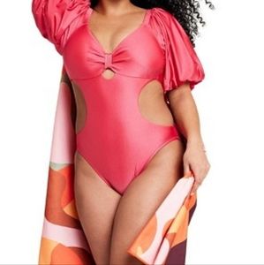 NWT Fe Noel  One Piece Swimsuit + The Day Barbie Fashion Sunglasses